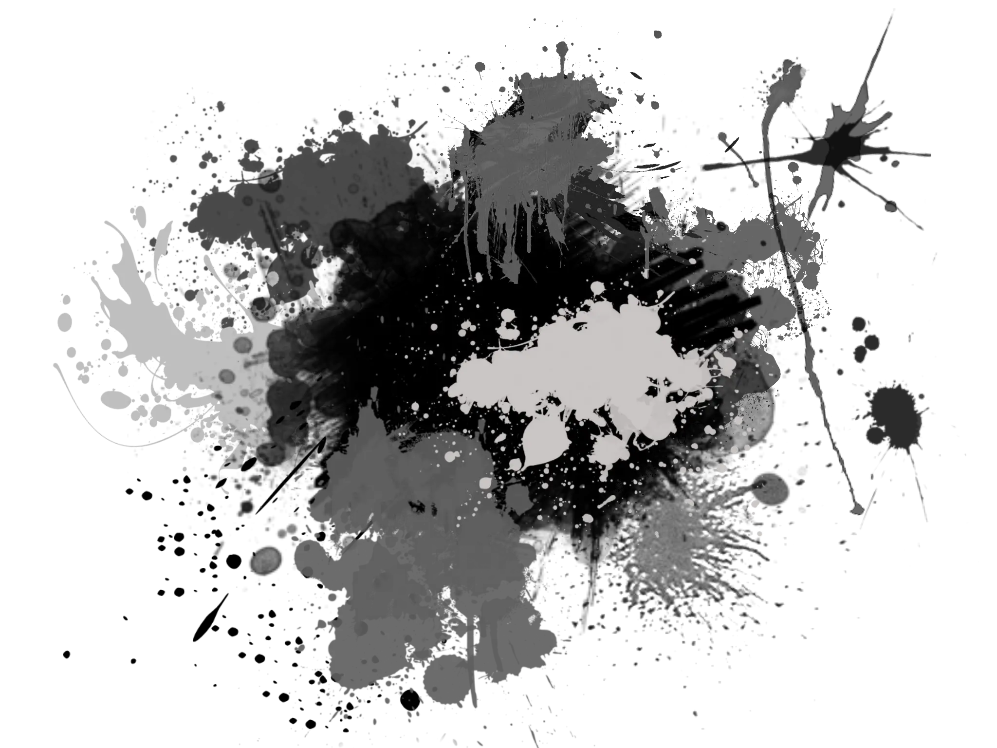 A set of achromatic ink splotches. - generated using Stable Diffusion